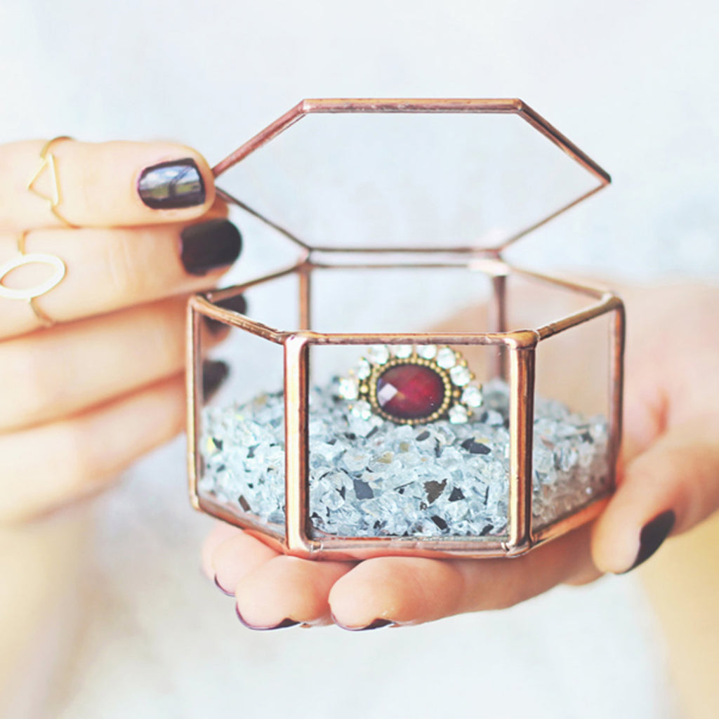 Geometrical Clear Glass Jewelry Box