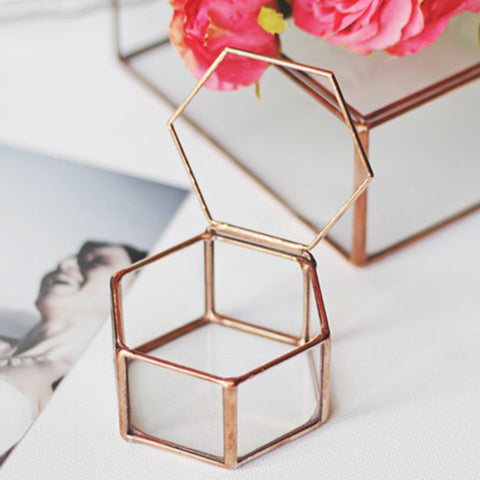 Geometrical Clear Glass Jewelry Box